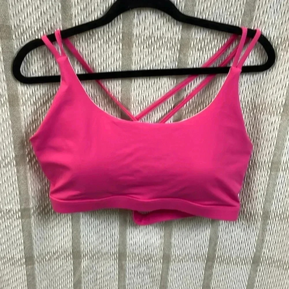 Sports Bra Padded Tank Top Crisscross Back High Impact Longline Workout Yoga Bra - Picture 2 of 5